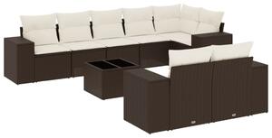 VidaXL 9 részes barna polyrattan kerti ülőgarnitúra párnákkal