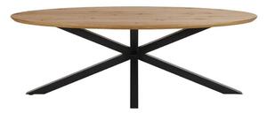 Asztal Oakland 885, Vad tölgy, Fekete, 75.5x100x220cm, Természetes fa furnér, Közepes sűrűségű farostlemez, Fém