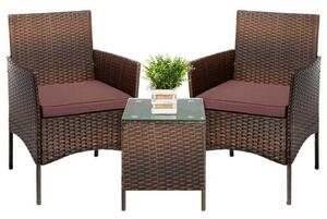 Polyrattan Kerti Bútor Szett - 2 Fotel + Asztal