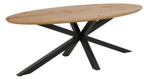 Asztal Oakland 885, Vad tölgy, Fekete, 75.5x100x220cm, Közepes sűrűségű farostlemez, Természetes fa furnér, Fém