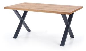 Asztal Houston 702, Világos tölgy, Fekete, 76x90x160cm, Hosszabbíthatóság, Laminált forgácslap, Fém