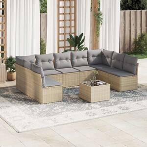 VidaXL Polyrattan Kerti Ülőgarnitúra - 10 részes - Bézs