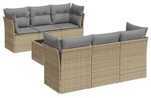 VidaXL Polyrattan Kerti Ülőgarnitúra - 7 részes - Bézs