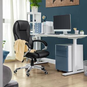 SONGMICS OBG22B ergonomikus forgószék PU bőr fekete görgőkkel