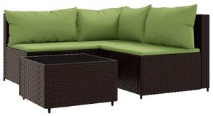 VidaXL 4 részes barna polyrattan kerti ülőgarnitúra párnákkal