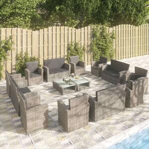 VidaXL Polyrattan Kerti Ülőgarnitúra - 16 részes - Szürke