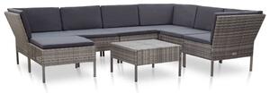 VidaXL Polyrattan Kerti Ülőgarnitúra - 8 részes - Szürke