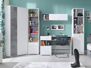 FABIO S8 polcos szekrény Szín: Fehér / beton / tölgy