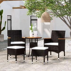 Polyrattan Kerti Ülőgarnitúra - 5 részes - Fekete