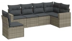 Polyrattan Kerti Ülőgarnitúra - 6 részes - Szürke