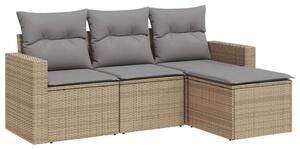 Polyrattan Kerti Ülőgarnitúra - 4 részes - Bézs