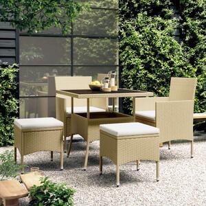 VidaXL Kerti Étkezőgarnitúra - 5 részes - Bézs Polyrattan