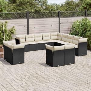 VidaXL Polyrattan Kerti Ülőgarnitúra - 13 részes - Fekete