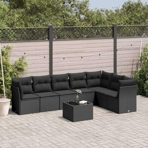 VidaXL Polyrattan Kerti Ülőgarnitúra - 8 részes - Fekete