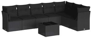 VidaXL Polyrattan Kerti Ülőgarnitúra - 8 részes - Fekete