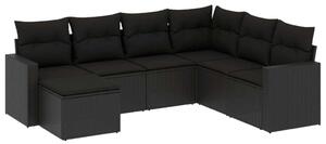 VidaXL Polyrattan Kerti Ülőgarnitúra - 7 részes - Fekete