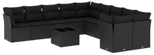 VidaXL Polyrattan Kerti Ülőgarnitúra - 11 részes - Fekete