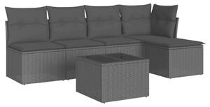 VidaXL Polyrattan Kerti Ülőgarnitúra - 6 részes - Fekete