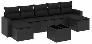 VidaXL Polyrattan Kerti Ülőgarnitúra - 8 részes - Fekete