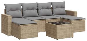 VidaXL Polyrattan Kerti Ülőgarnitúra - 7 részes - Bézs