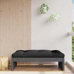 VidaXL szürke tömör fenyőfa kerti lábzsámoly párnával 120x80 cm