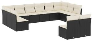 VidaXL Polyrattan Kerti Ülőgarnitúra - 12 részes - Fekete