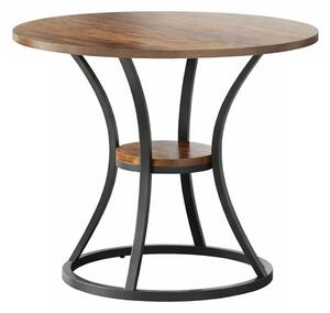 Nappali/Hálószoba asztal, Blackswan Design Rustic Bistro, barna/fekete fa, 80x80x75 cm