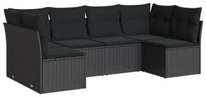 Polyrattan Kerti Ülőgarnitúra - 6 részes - Fekete
