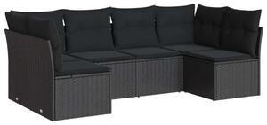 Polyrattan Kerti Ülőgarnitúra - 6 részes - Fekete