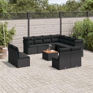VidaXL Polyrattan Kerti Ülőgarnitúra - 12 részes - Fekete