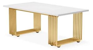 Nappali/Étkező/Irodaasztal, Konferencia modell, fényes fehér/arany, márvány utánzat, 180 cm - BlackSwan Design