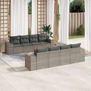VidaXL Polyrattan Kerti Ülőgarnitúra - 9 részes - Szürke