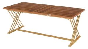 Nappali/előszoba dekorációs asztal, Darhaki modell, dió/arany, fa textúra, 160 cm