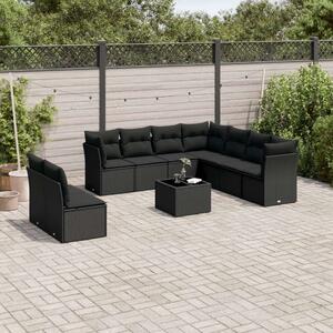VidaXL Polyrattan Kerti Ülőgarnitúra - 10 részes - Fekete
