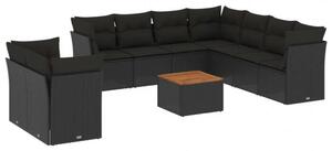 VidaXL Polyrattan Kerti Ülőgarnitúra - 11 részes - Fekete
