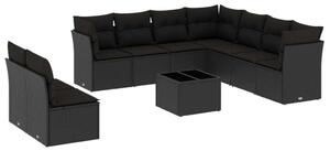VidaXL Polyrattan Kerti Ülőgarnitúra - 10 részes - Fekete