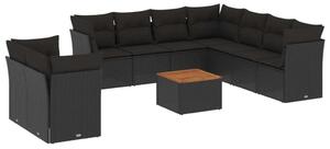 VidaXL Polyrattan Kerti Ülőgarnitúra - 10 részes - Fekete