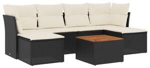 VidaXL Polyrattan Kerti Ülőgarnitúra - 7 részes - Fekete