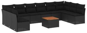 VidaXL Polyrattan Kerti Ülőgarnitúra - 11 részes - Fekete