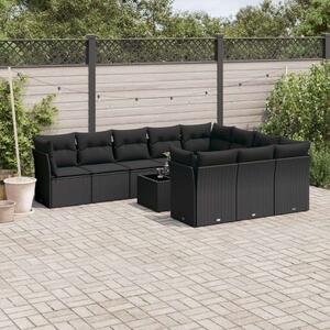 VidaXL Polyrattan Kerti Ülőgarnitúra - 11 részes - Fekete