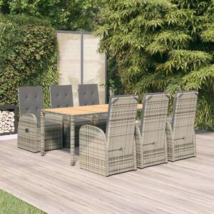 Polyrattan Kerti Étkezőgarnitúra - 7 részes - Szürke