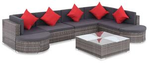 VidaXL 8-részes szürke polyrattan kerti bútorszett párnákkal