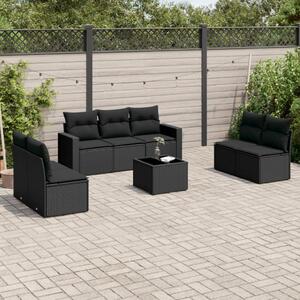 VidaXL Polyrattan Kerti Ülőgarnitúra - 8 részes - Fekete