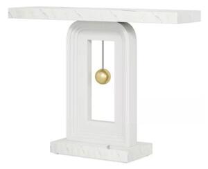 Nappali/Hálószoba Dekorációs Asztal, Fehér Inga Modell, Márvány Utánzat, 100 cm