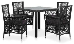 VidaXL Polyrattan Étkezőgarnitúra - 5 részes - Fekete