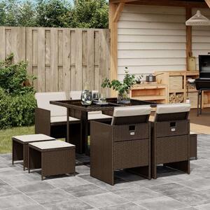 VidaXL Polyrattan Kerti Étkezőgarnitúra - 9 részes - Barna