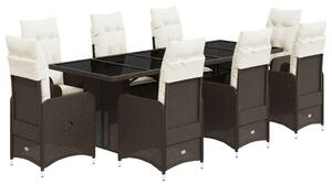 Polyrattan Kerti Bútor - 9 részes Bisztrókészlet - Barna