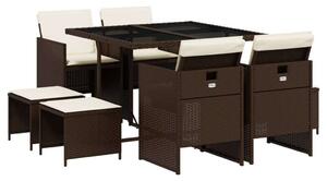 VidaXL Polyrattan Kerti Étkezőgarnitúra - 9 részes - Barna