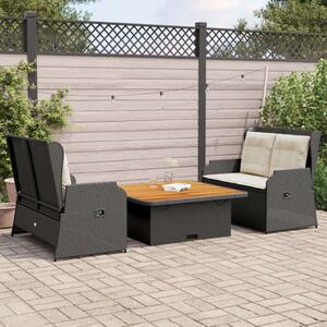 VidaXL Polyrattan Kerti Ülőgarnitúra - 3 részes - Fekete