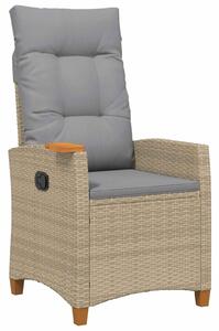 VidaXL Dönthető szék tea tállal párnával 62 x 64 x 112 cm polirattan